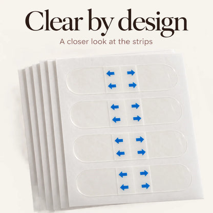Clear by design. A closer look at the strips on their protective backing sheets.